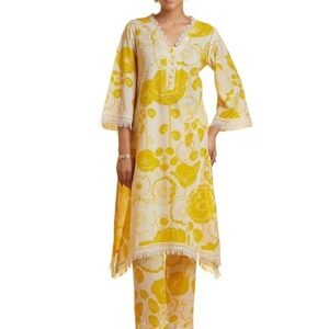 LookMark Women's Cotton Blend Floral Kurta Set