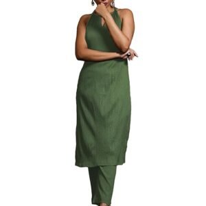 Women's Rayon Embroidered Straight Kurti with Pant Set