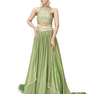 PURVAJA Women's Silk Semi-Stitched Lehenga choli