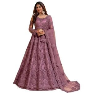 ZAALIMA FASHION Women's Semi Stitched satin blend Lehenga Choli with Embroidered Pattern Unstitched Blouse and Dupatta Set